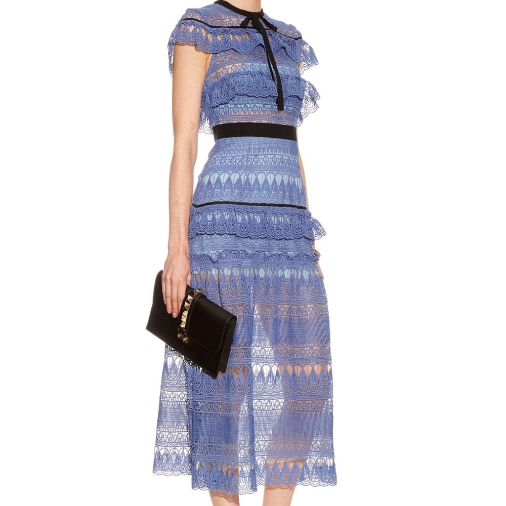 Self portrait Daphne lace midi dress